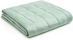 YnM Weighted Blanket,Heavy 100 Percent Oeko-Tex Certified Cotton Material, Bed Blanket for One Person of 140lbs, Ideal for Queen/King Bed (60x80 Inches, 15 Pounds, Sprout Green)