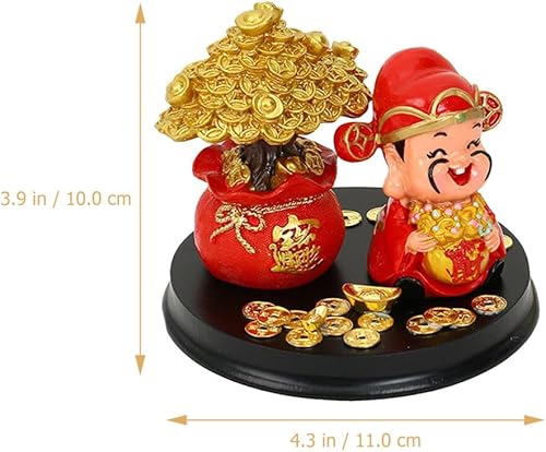 Miniatura 2 de Veemoon Adorno de Dios de la Riqueza, Estatua de árbol de prosperidad, Dios de la fortuna, decoración de Año Nuevo, árbol de moneda Feng Shui,