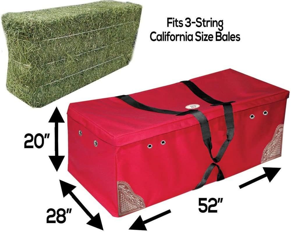 Derby Originals Hay Bale Bag X-Large 600D Waterproof for California Bales with Leaf & Basket Hand Tooled Leather Accents 52" x 28" x 20"