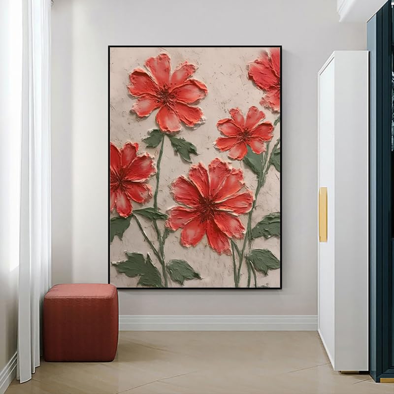 Genérico Cuadros Salon, Pintura Al Óleo Moderna Sobre Lienzo Grande, 100% Pintada A Mano, Arte De Pared Botánico Estético Para Sala De Estar, Dormitorio, Hotel, 80 X 100 Cm (32 X 40 Pulgadas).