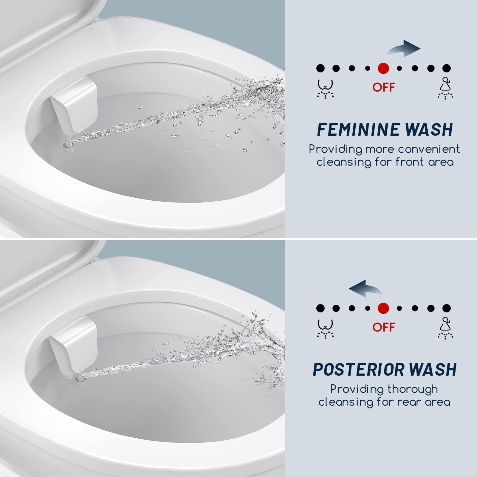 Bidet Toilette WC, Ultra-thin Kit Abattant Japonais Pour Salle De Bain, Pulvérisateur De Boku, Buse Rétractable Et Pression D'eau Réglable, Entrée En Laiton, Blanc (Deux Buses)