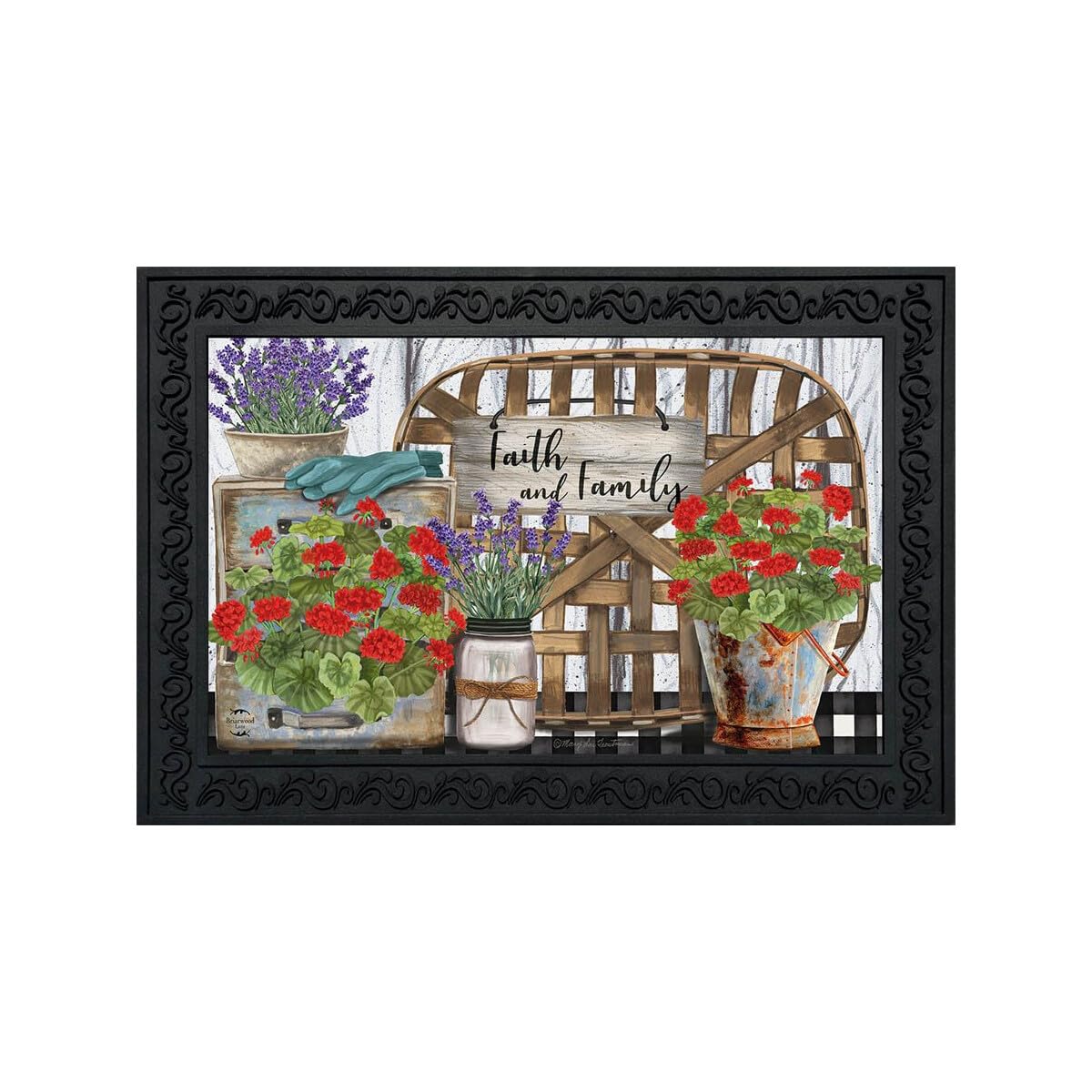 Wiara i rodzina dom wiejski wiosenna wycieraczka kwiatowa do wewnątrz na zewnątrz 45 cm x 76 cm Briarwood Lane