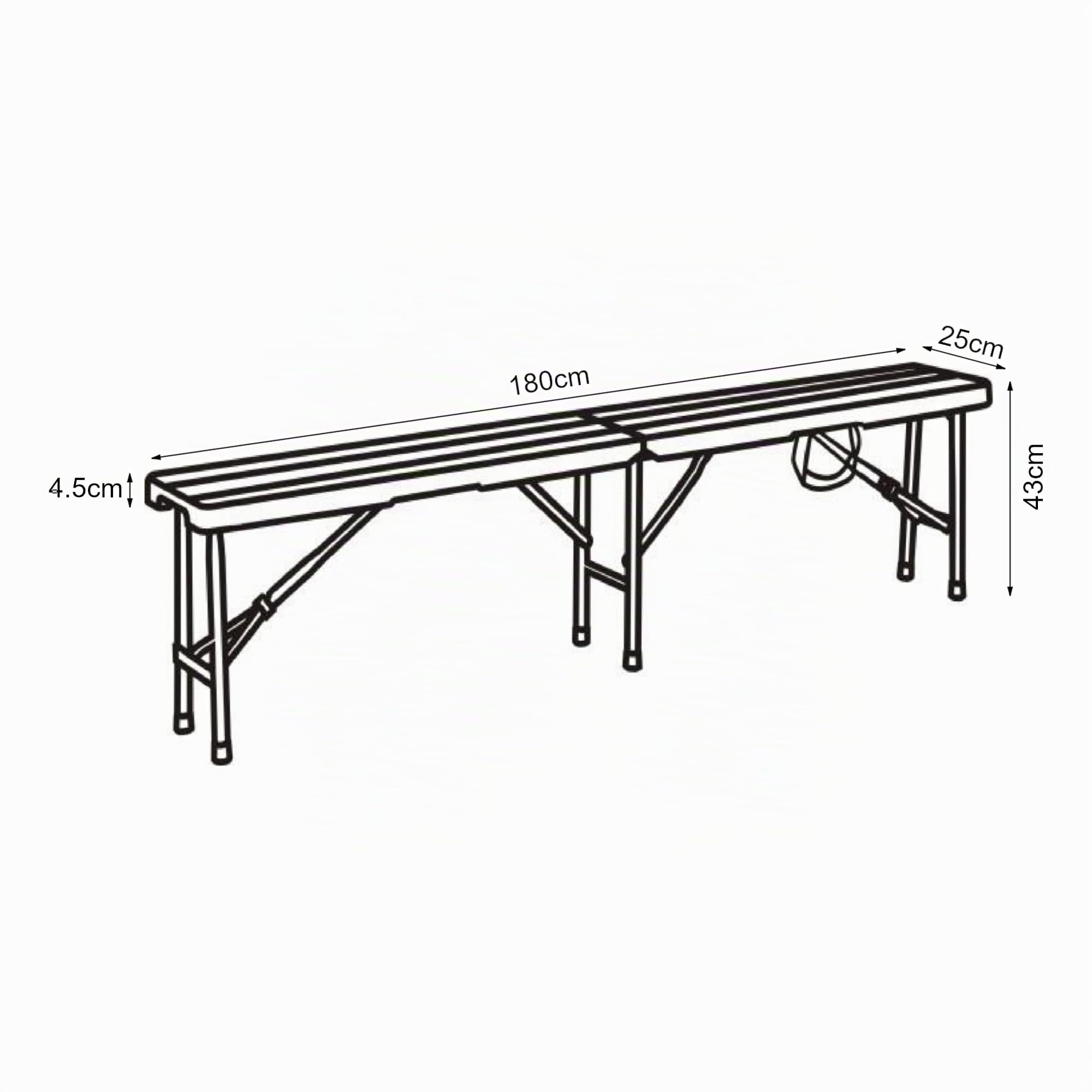 [en.casa] Lot de 2 Bancs de Camping Pliables pour Extérieur Festivals Pique-Nique Banc Pliant pour 4 Personnes Poignée de Transport Métal HDPE 180 x 25 x 43 cm Effet Bois Marron Foncé