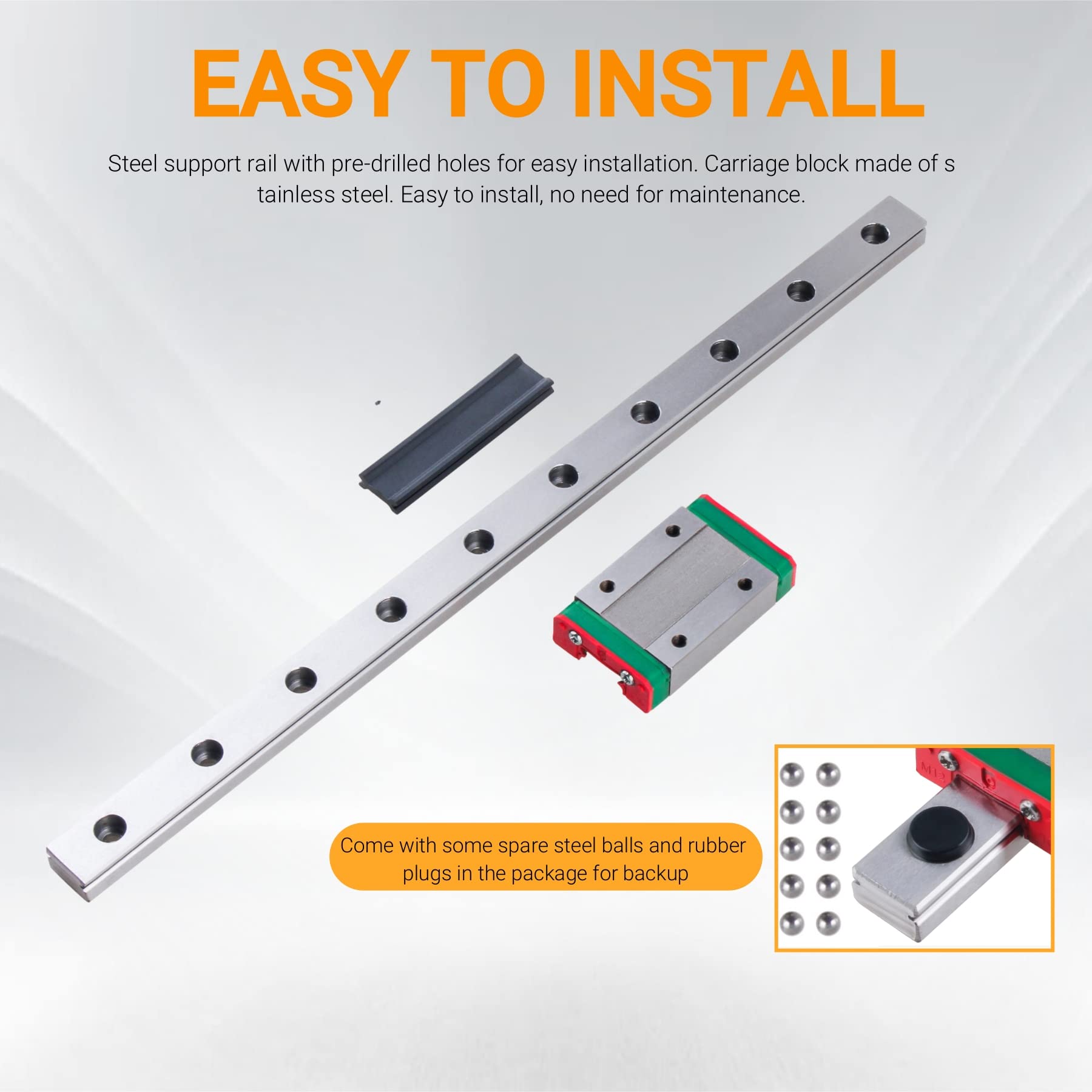 2 guide lineari in miniatura MGN12H, 300 mm, con blocchi di scorrimento MGN12H, cuscinetti lineari, blocco di guida lineare per dispositivi automatici, misuratori di precisione