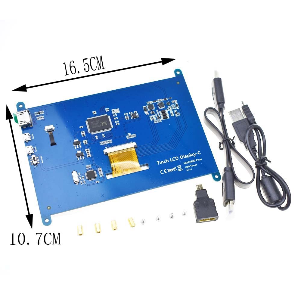 Écran tactile LCD capacitif HDMI 7" 1024 x 600 800 x 480 pour écran portable 3B+/4B (800 x 480)
