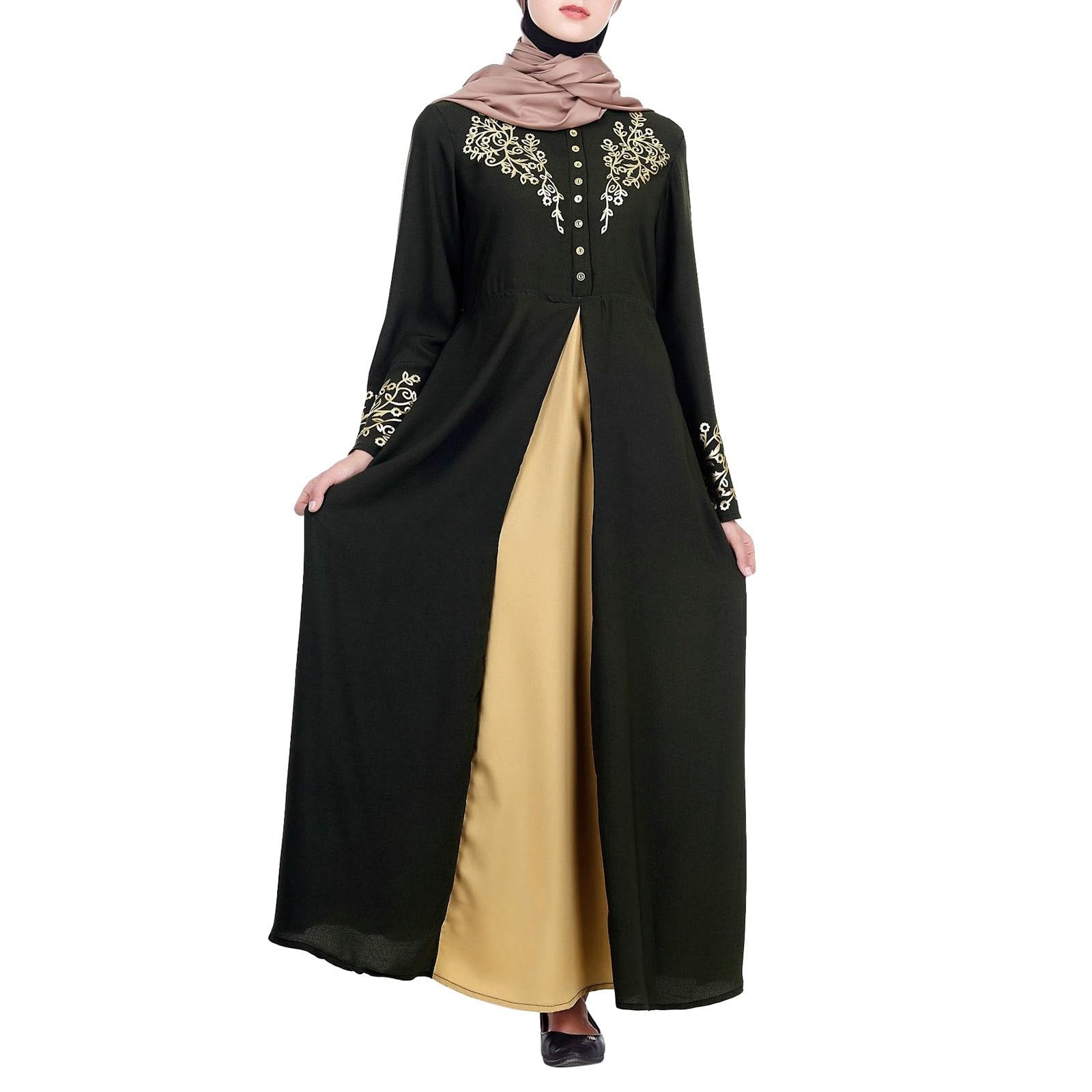Abaya Muslim - Vestito da preghiera da donna, a maniche lunghe, islamiche, per preghiera, per feste, spose, serate, con Hijab
