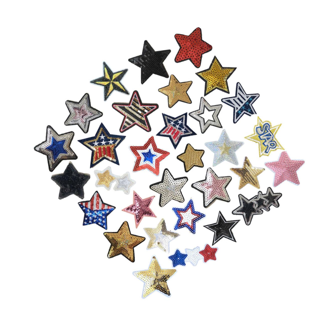 Lurrose 62pezzi Toppe Termoadesive Forma Di Stella Di Patches Con Applicazione Adesiva Per Jeans Giacche Borse e Progetti Di Fai Te Decorazioni Paillettes Per Abbigliamento e Artigianato