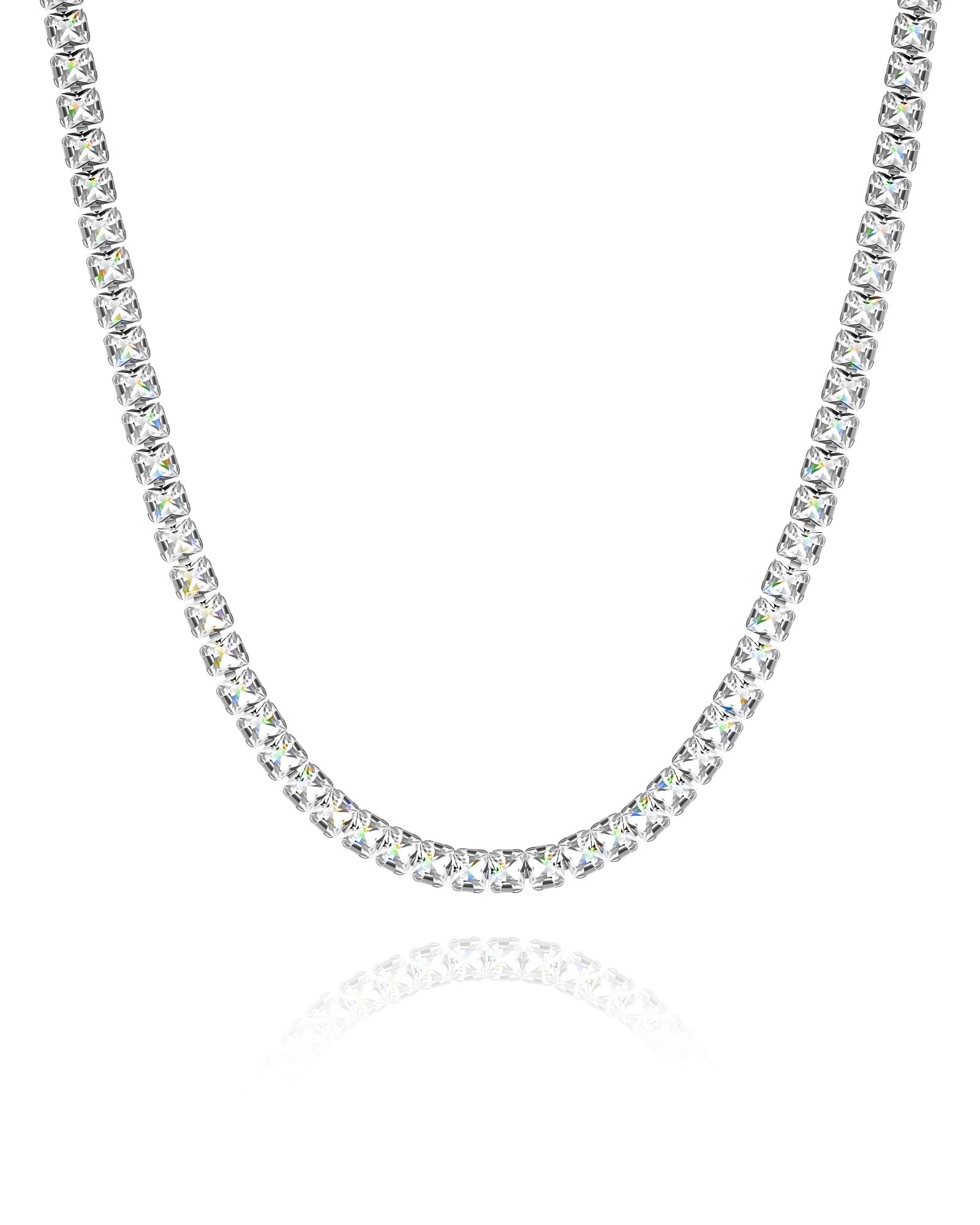 Mesovor Diamond Tennis Necklaces for Women, 18K/White Gold Plated Square Tennis Chain Choker | Bling Cubic Zirconia 3mm 4mm Statement Necklace Jewelry Gifts