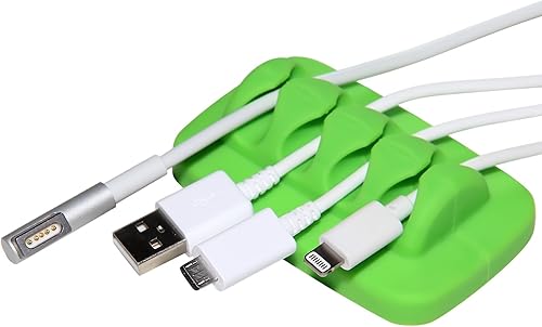 Miniatura 11 de ENVISIONED Organizador de cables de escritorio, con peso, silicona ecológica, sin mal olor, incluye 4 bridas reutilizables (rojo) Rojo -,Azul,Verde