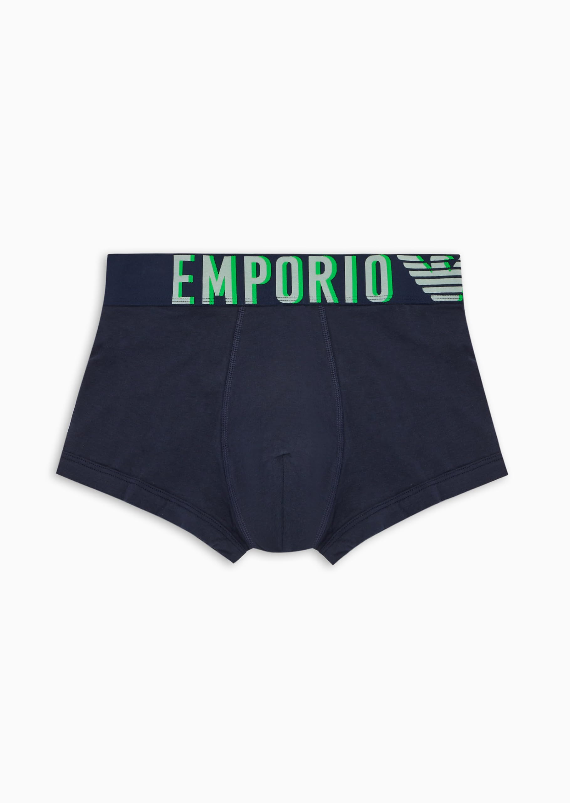Emporio Armani Men's Stretch Cotton Megalogo Trunk, Marine, L