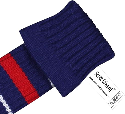 Miniatura 6 de Scott Edward Juego de 4 fundas tejidas para cabezas de golf, hechas a mano, bien para conductores y calles con cuello largo, pompones, juego de