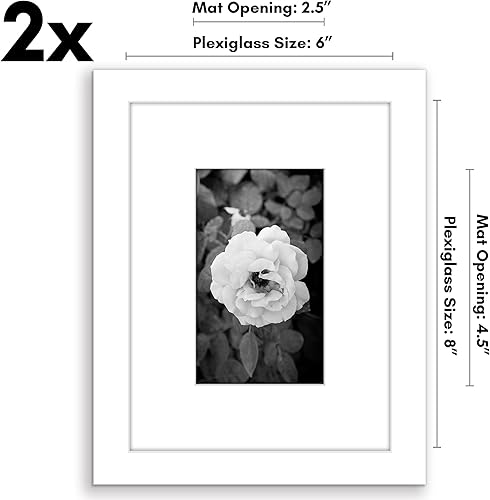 Vista 138 de Americanflat Portarretratos de 8 x 12 pulgadas con plexiglás pulido, juego de 2 portarretratos de 6 x 8 pulgadas con paspartú o para fotos de 8 x 12
