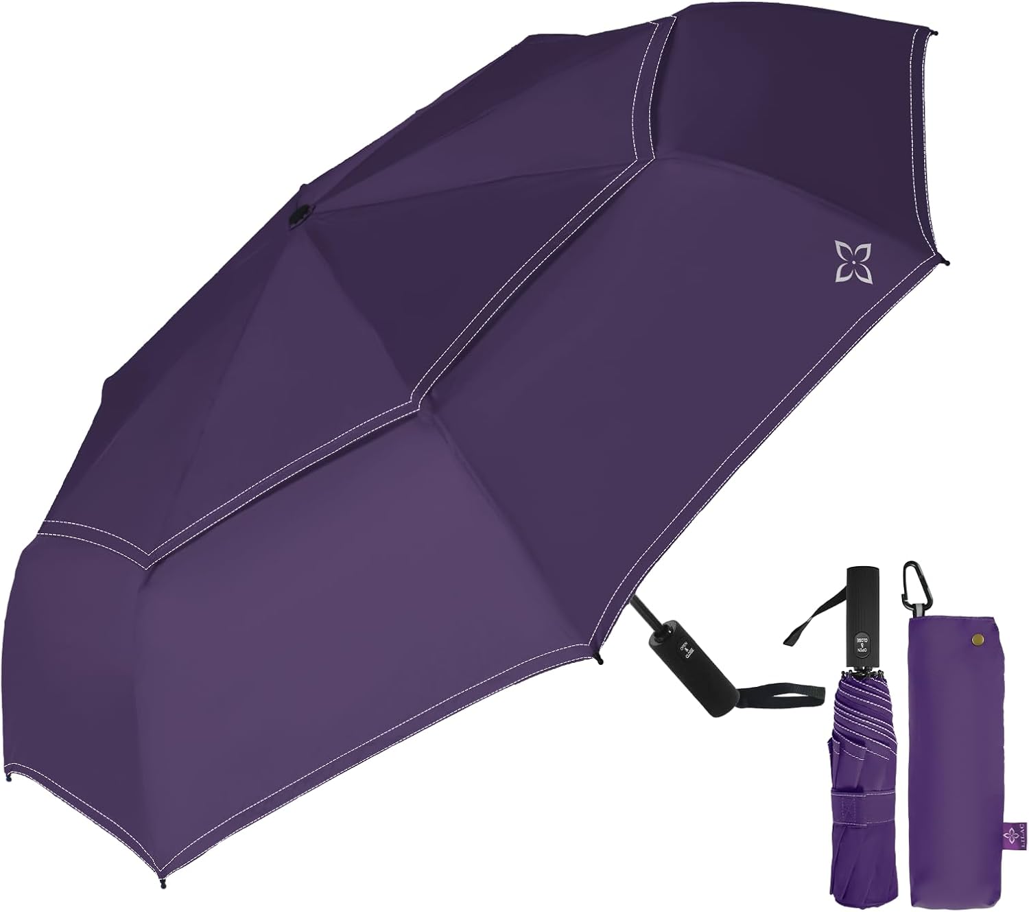 Compact Travel Windproof Umbrella, Vented 43" Auto open/close Folding Quick Dry Umbrellas for Rain, Portable Small for Backpack Car, Thoughtful Gift for Women Men Kids, TSA Approved