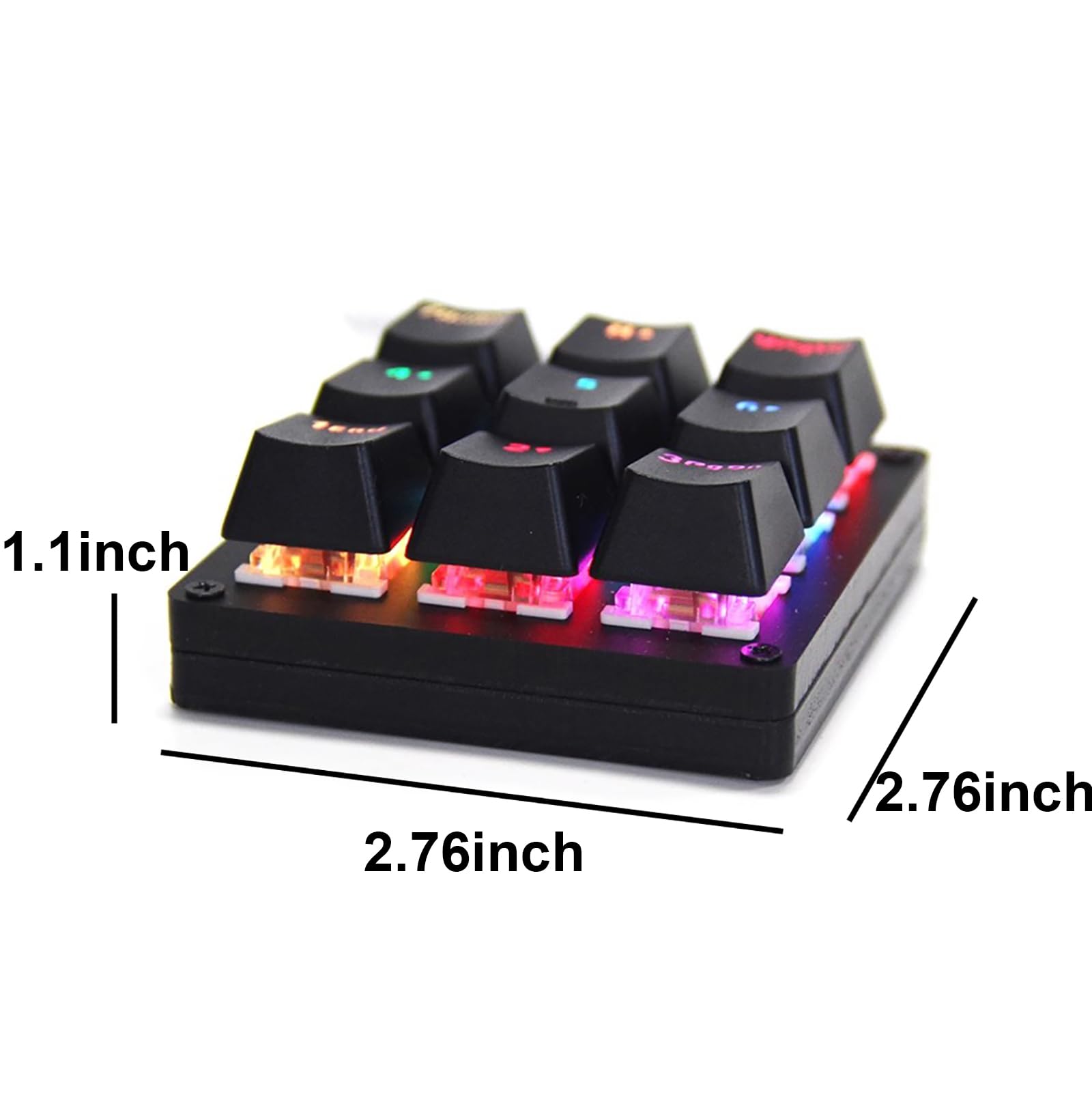 Pavé numérique mécanique à une main 24 réglages macro programmables Clavier rond 9 touches entièrement programmables Clavier de jeu rétroéclairé RVB pour Windows/Mac Interrupteur bleu
