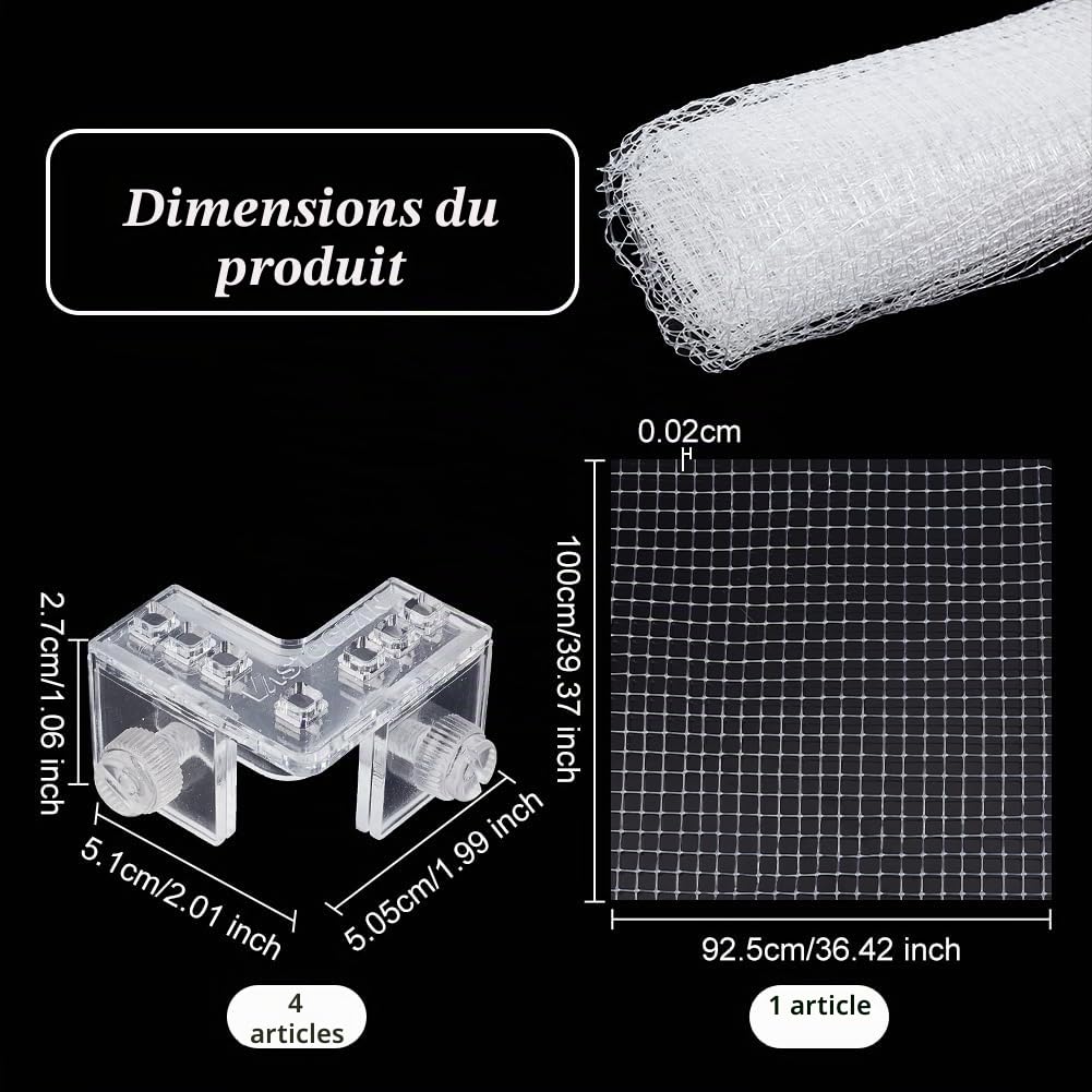OLYCRAFT Filet de Protection pour Couvercle D'Aquarium de 1m X 0.93m avec Fixation à Vis Filet en Plastique pour Écran D'Aquarium de Poissons Couvercle Supérieur D'Écran en Maille pour Aquarium