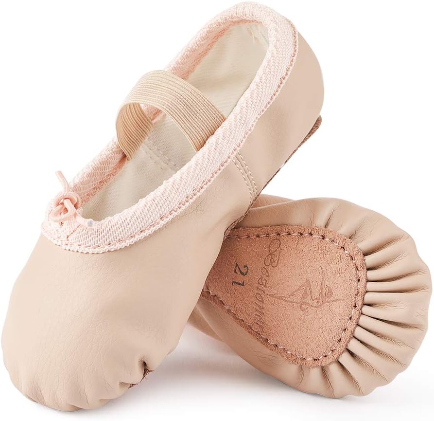 Ballet Shoes Leather Ballet Flats Full Sole Dance Slippers for Girls Toddlers Women