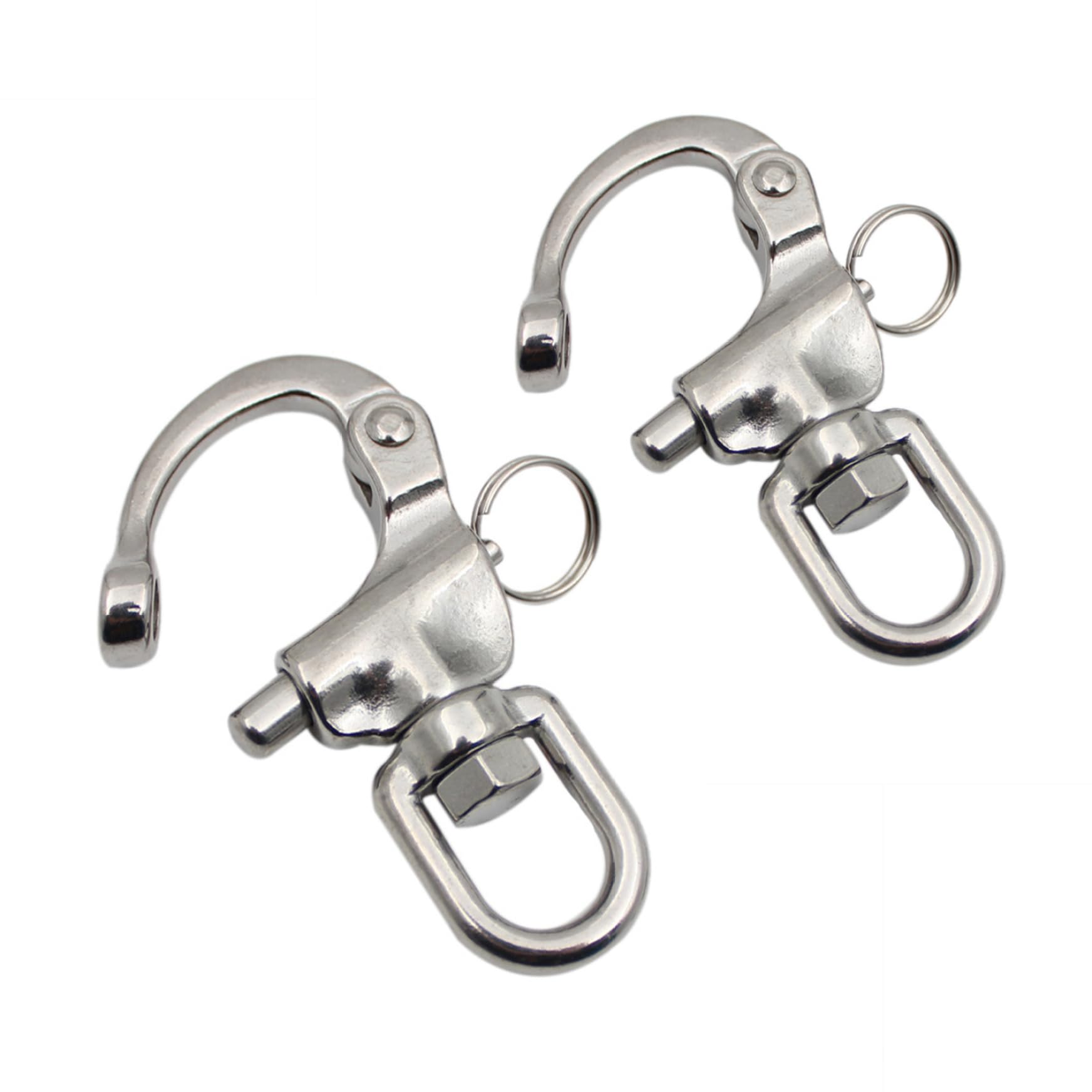 2pcs Boat Jaw Swivel Eye Snap Shackle, 316 Stainless Steel Swivel Eye Snap Shackle, Scba Mask Quick Release Clip for Sailing Rigging Boat Buckle, Stainless Steel, scba mask Quick Release cli