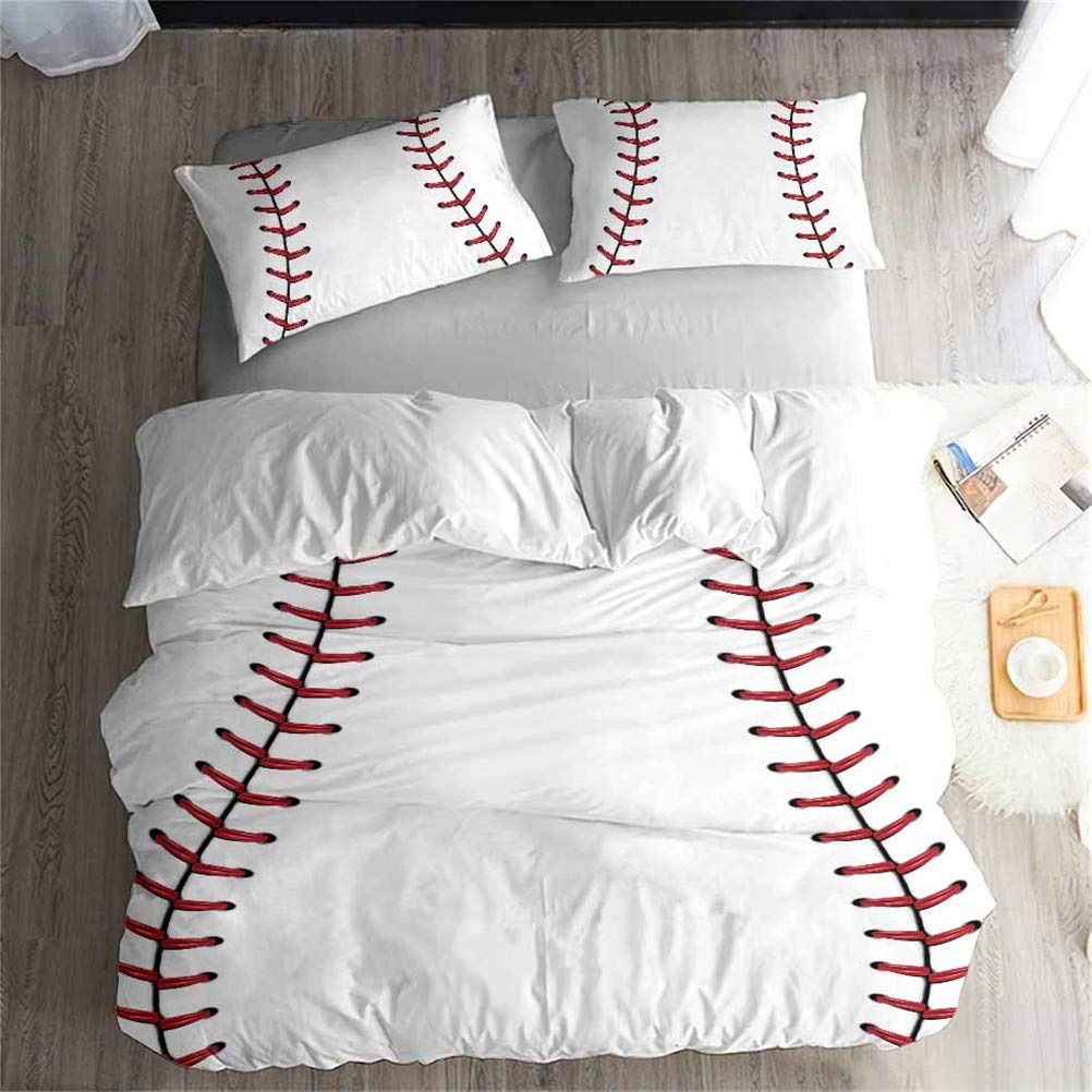 ((similar))LanS Precise Baseball Sport Series Duvet Cover Bedding Set, Duvet Cover and Pillowcase, 3/4 Piece Set (Duvet Cover + 2 Pillowcases + Sheets) Health/Soft/colourfast (H,Twin-3PCS-172x218cm)