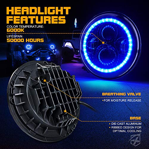 Image of 7 inch LED Headlights & 4 inch Fog Lights w /B Halo Compatible with 07-18 Jeep JK | Aluminum Base, PC Lens, IP67 Waterproof, Dot Approved, Plug N Play