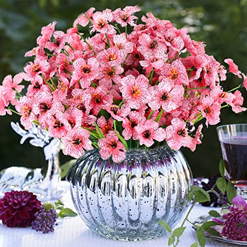 Avicill Artificial Flowers Outdoor 12 Bundles Uv Resistant Fake Flowers For Outside No Fade Faux Plastic Greenery Shrubs Garden Porch Window Box Decorating, Pink #TOP3