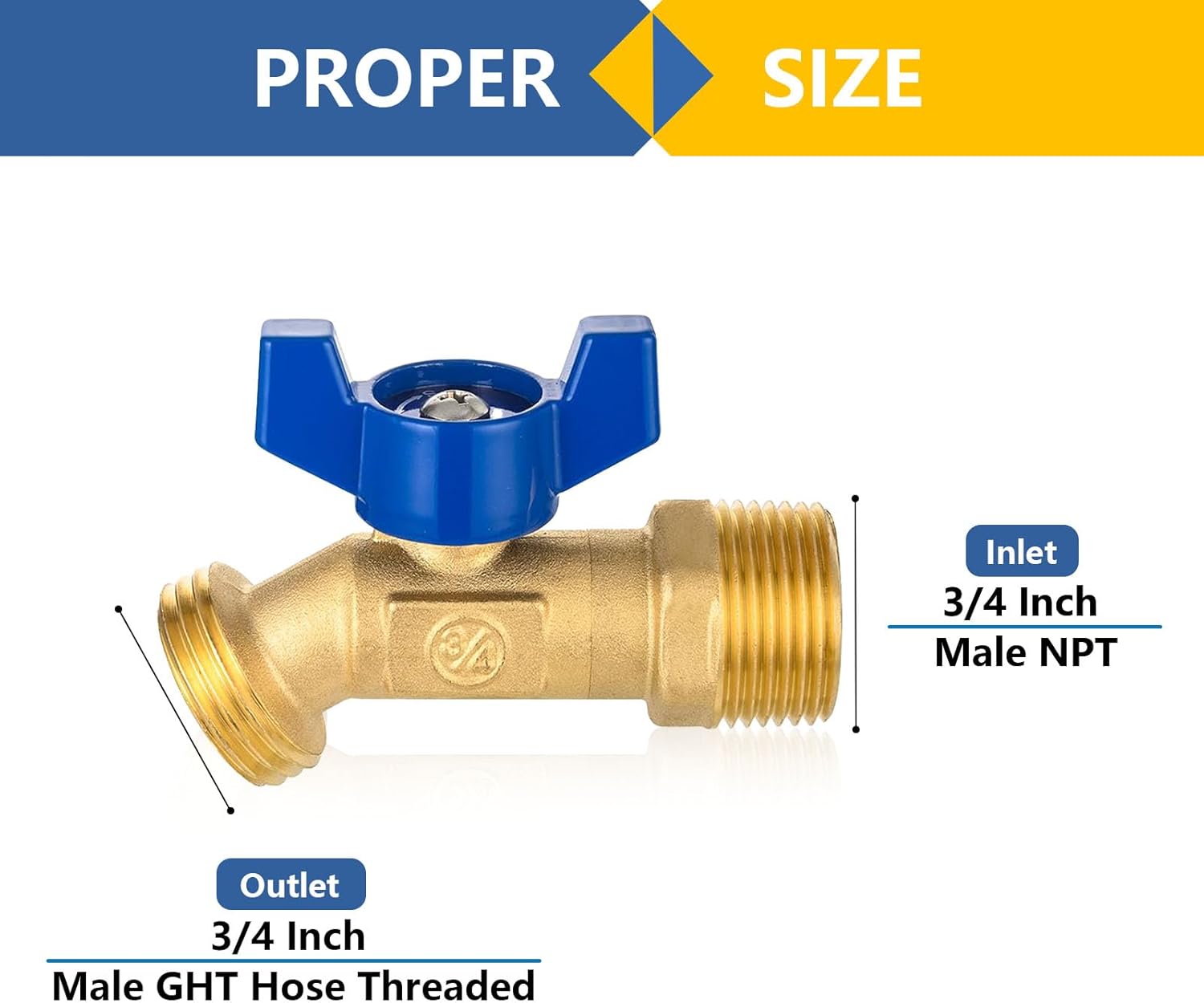 Outdoor Garden Spigot,1/4 Turn Sillcock Hose Bibb Faucet/Valve,3/4" Male NPT Inlet x 3/4" Male GHT Threaded Garden Hose Outlet/Connector(5Pack,Blue)(SILLCOCK048-5Pack)