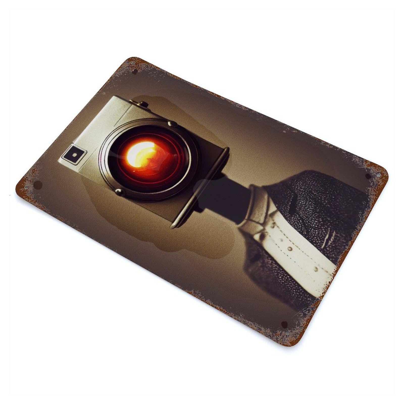 Camera Pace Rusty Metal Tin Sign 11.8"x7.9", Ideal for Pub, Kitchen And Man Cave Decor
