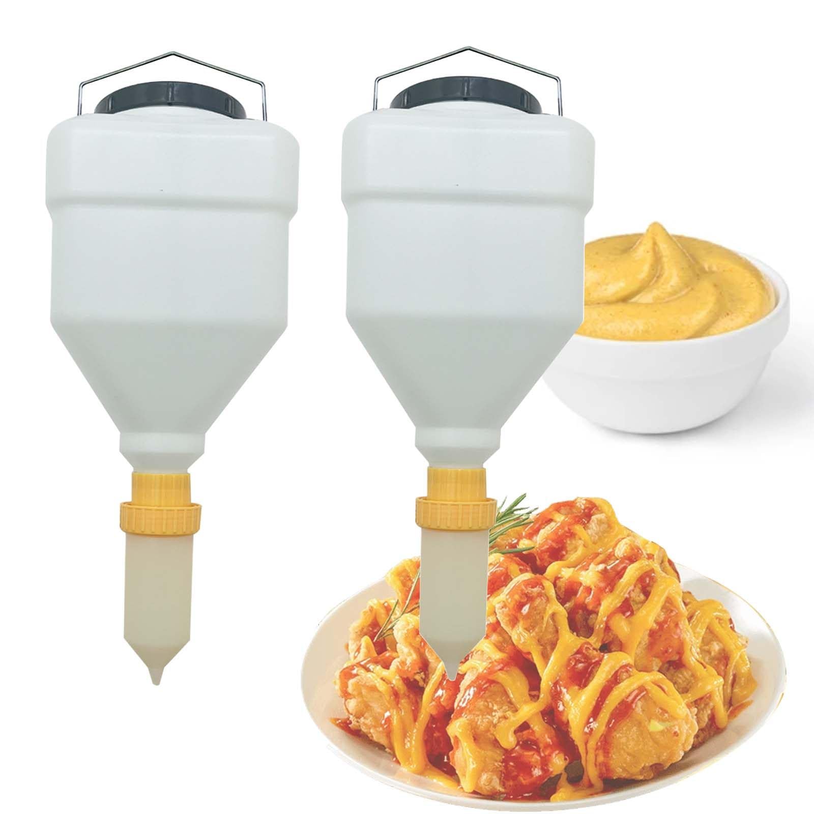 Dispensador de salsa cuadrado colgante con soporte giratorio de 360°, botella de ketchup a prueba de fugas para mostaza, ensalada, mayonesa, capacidad de 5,5 L