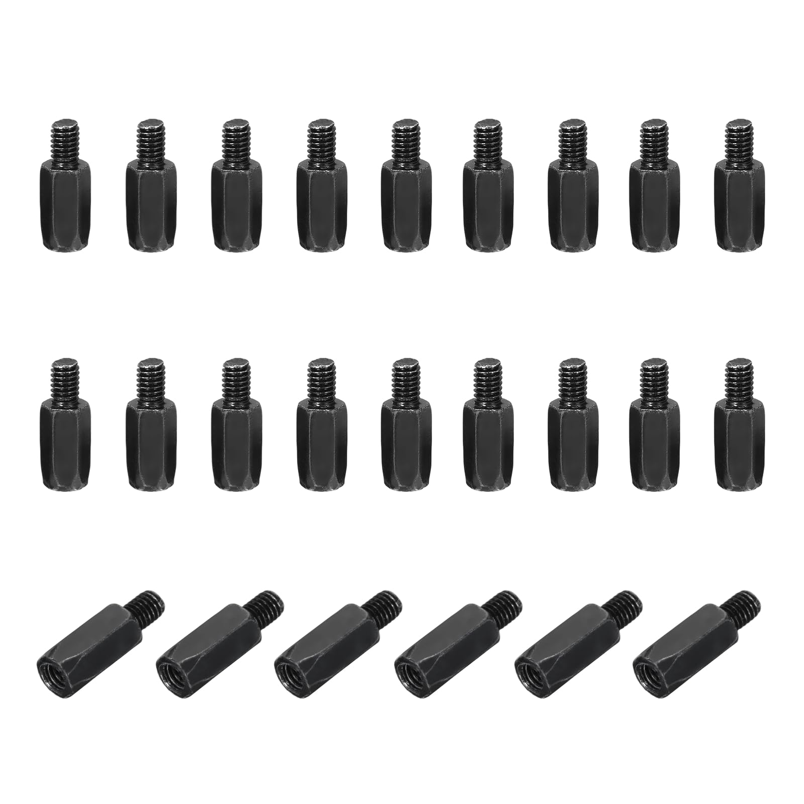 PATIKIL 48pcs M4x12mm+6mm Male Female Hex Standoff, Carbon Steel PCB Motherboard Spacer Standoffs for Computer Cases Circuit Boards FPV Drone Quadcopter, Black