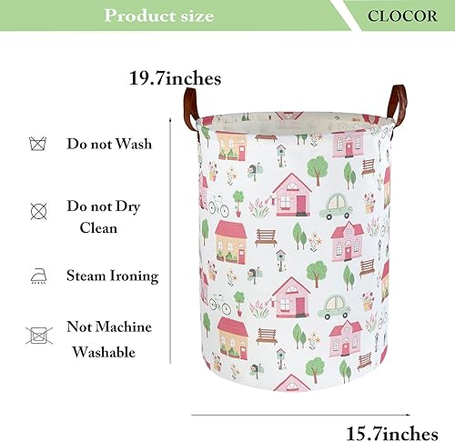 Miniatura 5 de Cesta de lavandería rosa, decoración de habitación de niñas, canasta impermeable para guardería, cesta de ropa de bebé, cesta de almacenamiento de