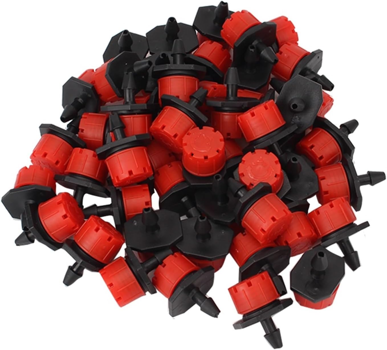 Adjustable 4/7mm Nozzles 50Pcs Flower Beds Vegetable Irrigation Dripper Emitter Watering Sprinkler Anti-Clogging(Red)