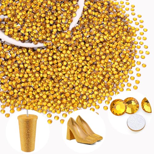 Image of 2000PCS SS12 /3mm Crystal Glass Rhinestones for Bedazzling (Topaz) | Flatback Rhinestones for Crafting DIY Nail Art Makeup Decoration, Gems Diomand Charms for Tumbler Shoes Clothing Mug