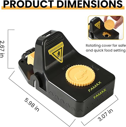 Miniatura 2 de Trampas para ratones PAMAX, trampas para ratones para el hogar, interior y exterior, rápidas y efectivas, reutilizables, carcasa de plástico ABS