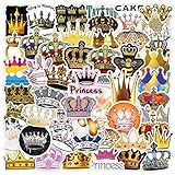 Imperial Crown Stickers 51Pcs Cute Cartoon Gold Right Shine Pack | Cool Colorful Deacls Graffiti Vinyl PVC Waterproof for Adults Water Bottle Skateboard Luggage Laptop Computer Phone…