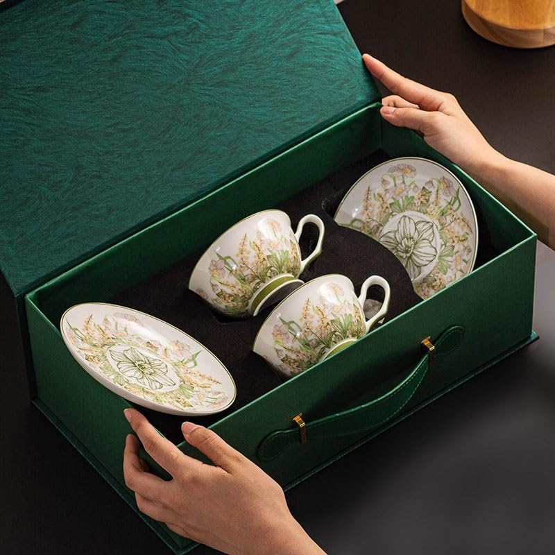 Flower Coffee Cup Plate Set Gift Box Water Wedding Souvenir