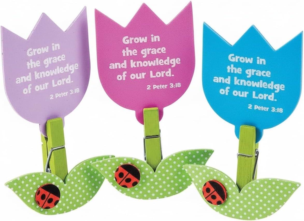 Fun Express 3-D Growing in His Word Tulip Craft Kit - Creative Kids Craft Activity for Religious Projects Home Church & Fun Events - Perfect for Easter & Faith-Based Activities - 12 Pieces