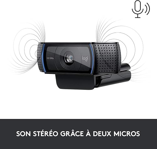 Logitech C920 HD Pro Webcam, Full HD 1080p/30fps Video Calling, Clear Stereo Audio, Light Correction, Works with Skype, Zoom, FaceTime, Hangouts, PC/Mac/Laptop/Tablet/Chromebook - Black - 5