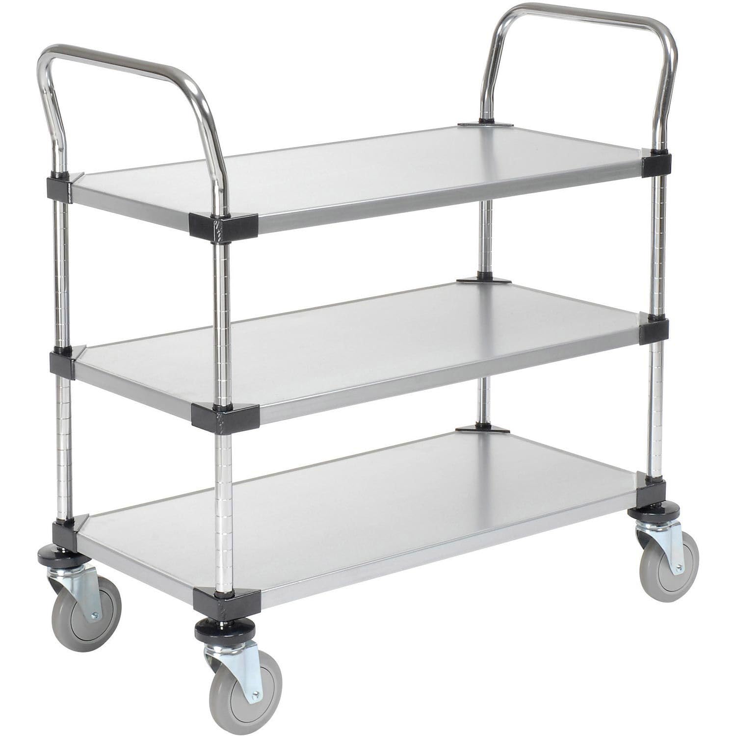 Galvanized Steel Utility Cart by Nexel – 37"L x 18"W x 38"H, Galvanized Steel, Gray, Model 18363P3SZ