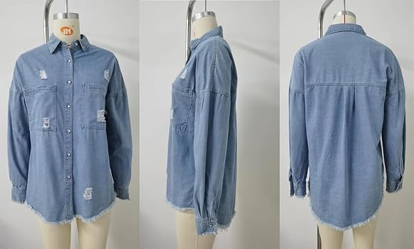 トップス MM6 Oversized Denim Long Sleeve Shirt MM6 MAISON MARGIELA Oversized Denim Shirt | Holt Renfrew