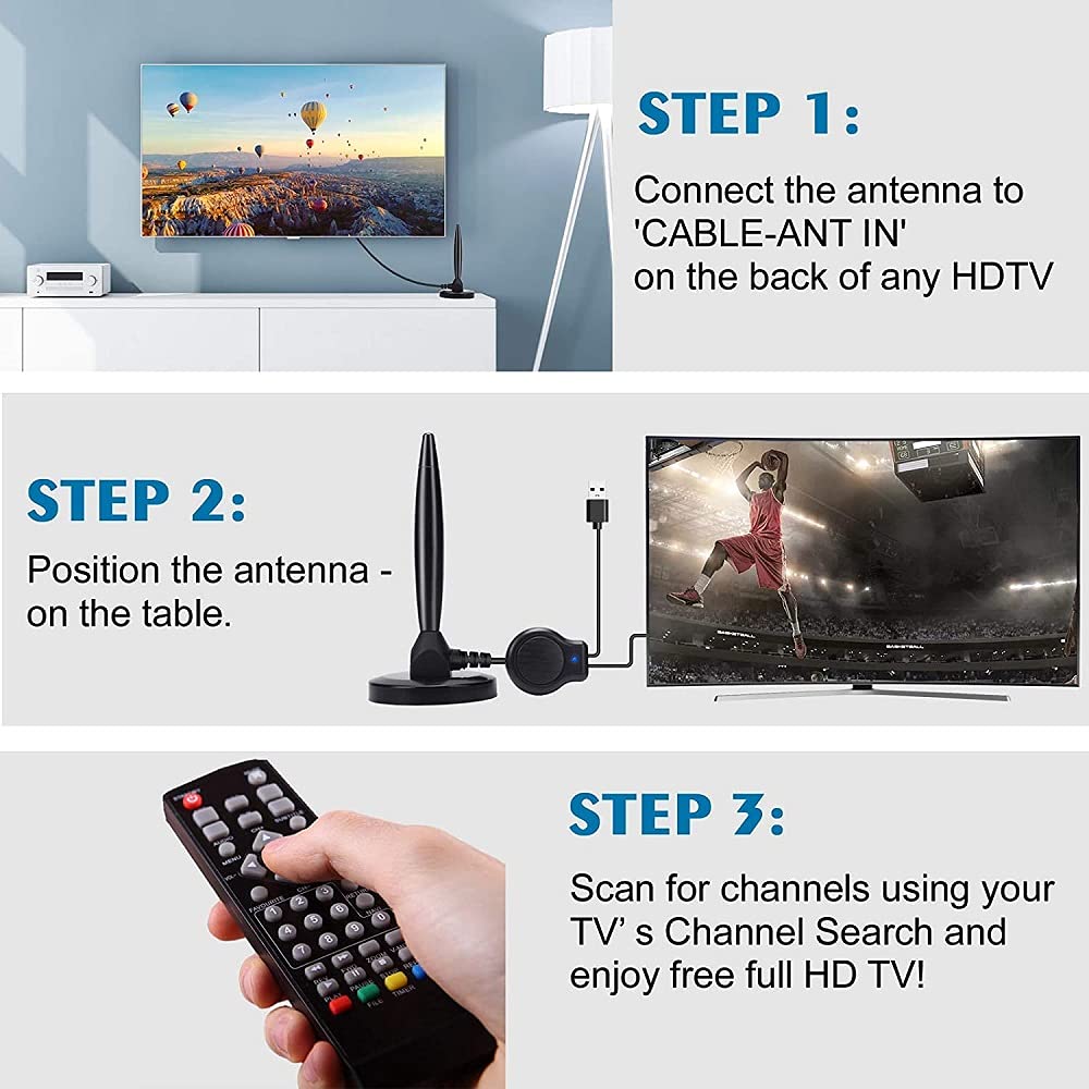 Antenna TV Digitale Interna Amplificata - Amplificatore Segnale HDTV Per Ricezione Chiara E Nitida - Foto 14