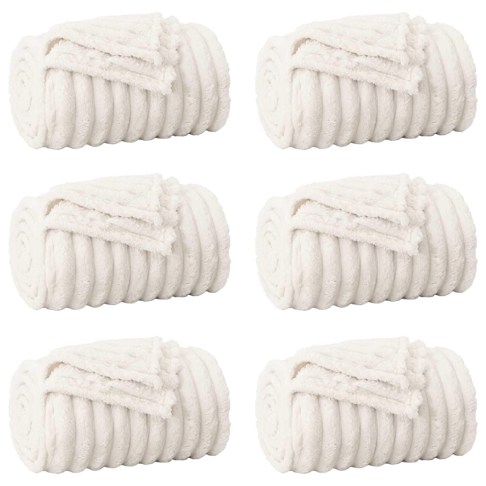 Générique Coperte in pile, 6 pezzi, color crema, 200 x 150 cm | Leggero 260 g, lavabile in lavatrice, uso interno, ideale divano letto