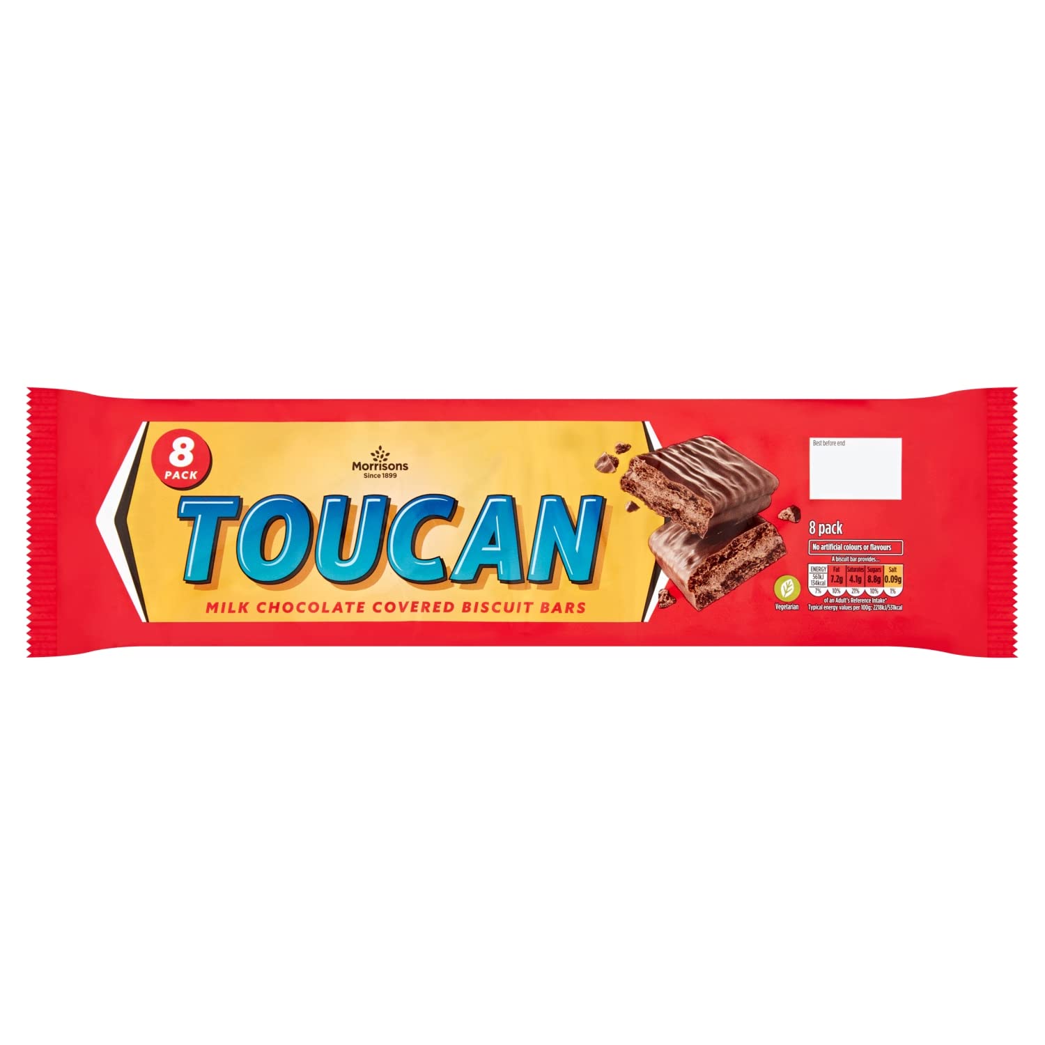 Morrisons Toucan Milk Chocolate Biscuit Bars 8 pack