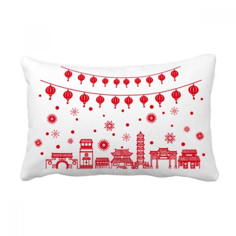 Lanterne rouge coussin décoratif chinois 16x24 pouces idée cadeau créative maison