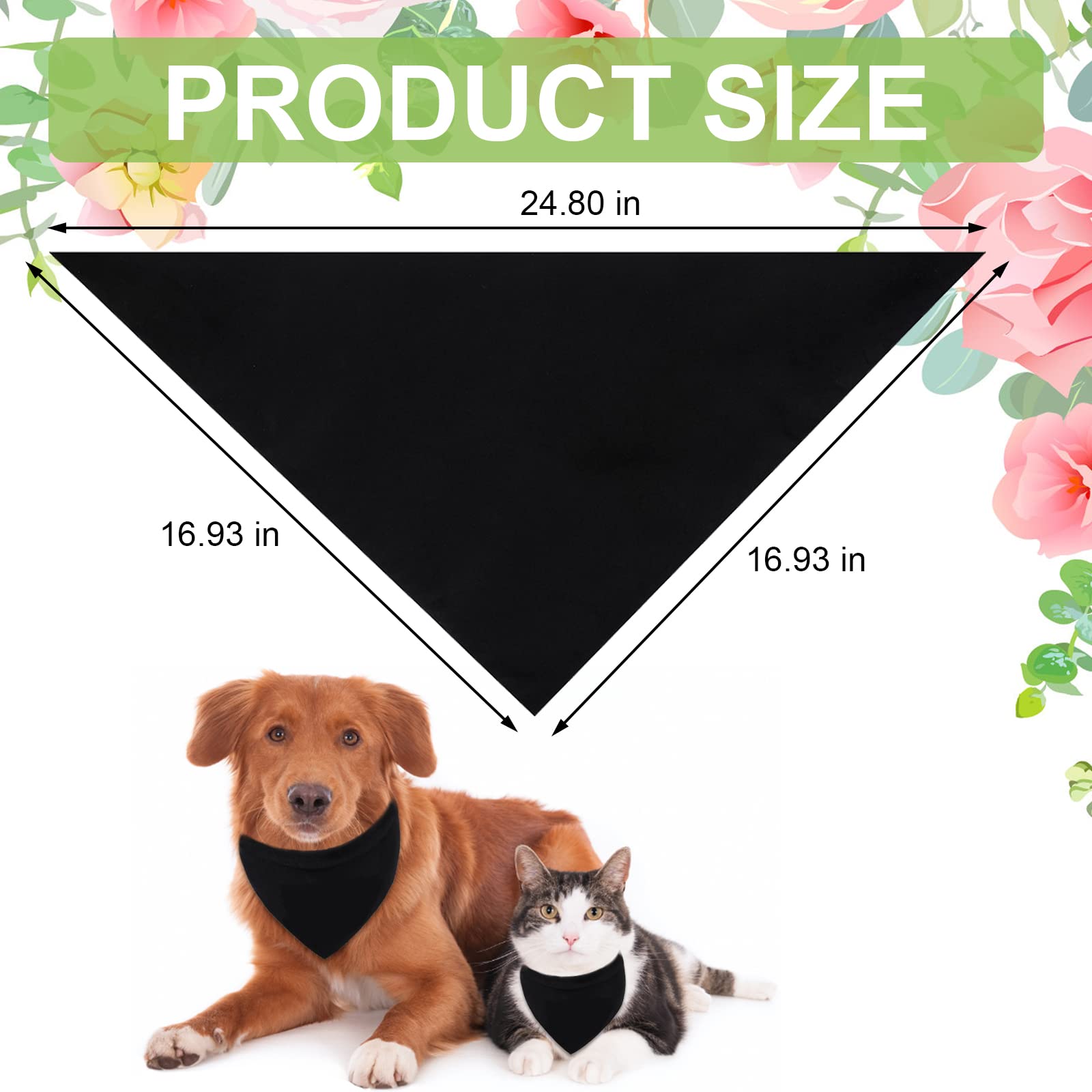 Bandana per animali domestici, 12 pezzi, a forma di triangolo, per cani e gatti, colore: nero