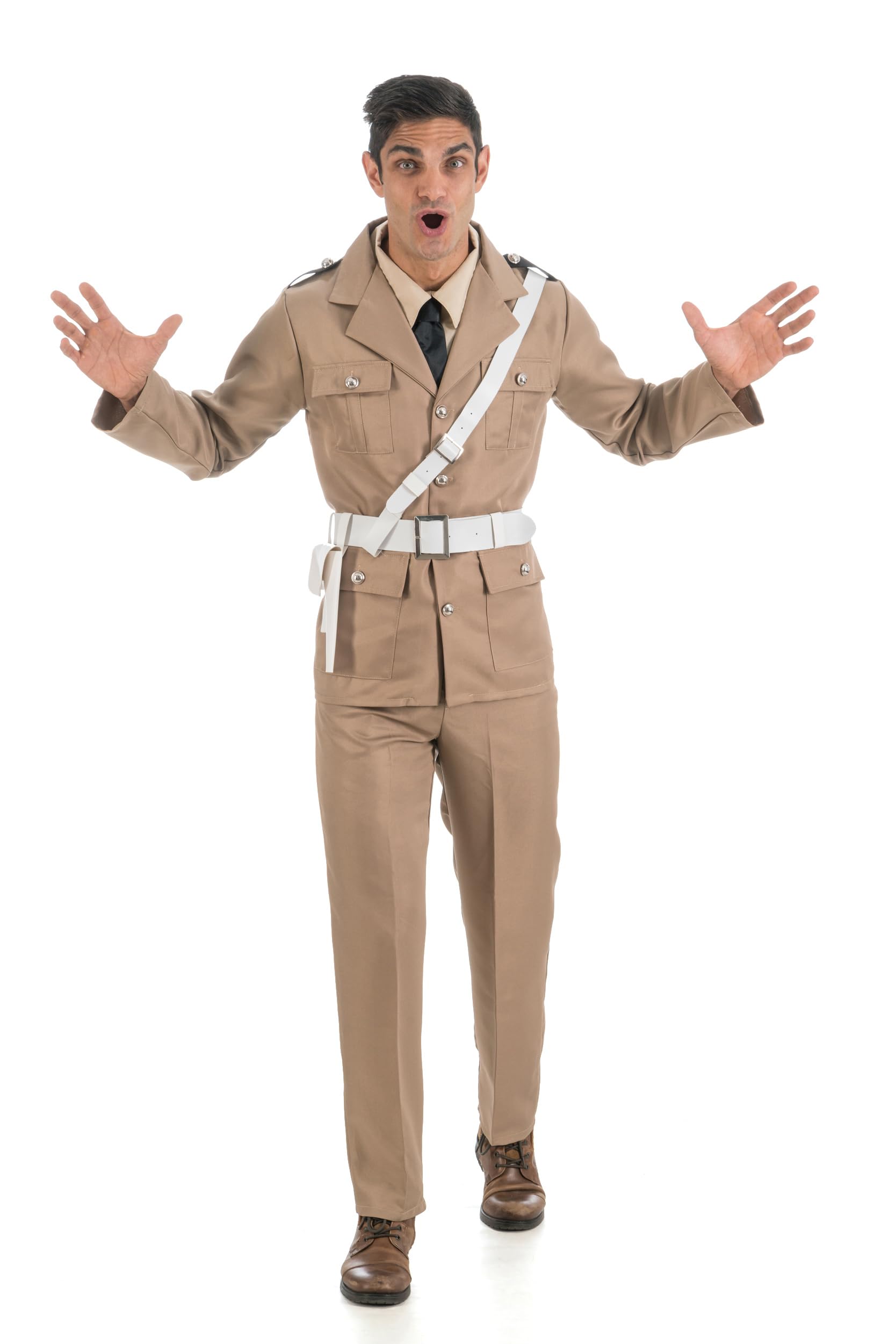Chaks - Costume da poliziotto di Saint Tropez da uomo, 4 pezzi | Giacca, gilet con cravatta, pantaloni, cintura con tracolla e fondina, look da gendarmeria, carnevale, cosplay