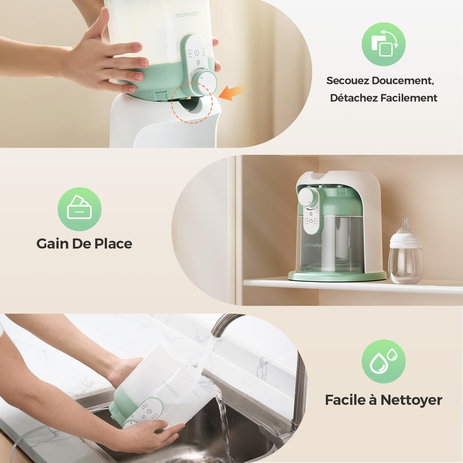 Momcozy Chauffe-Biberon, Double Veilleuse, 1685ml, 6 Températures, Précis | Instantané, Distributeur, Allaitement, Bébé, Nouveau-né, Nuit, Préparation lait, Réservoir, Compact, Cadeau, Hygiène, Voyage
