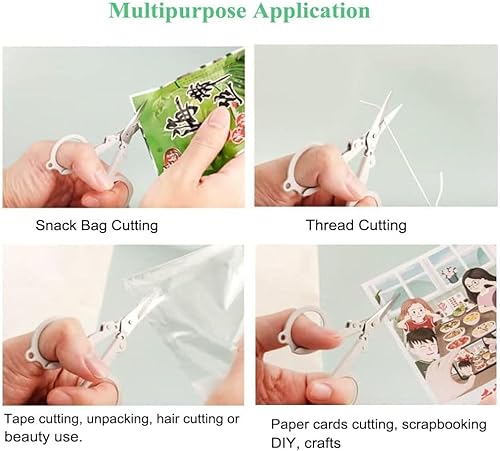 Miniatura 5 de 5 mini tijeras plegables en colores pastel con tapa de seguridad, pequeñas tijeras telescópicas de acero inoxidable portátiles Pokect Little Travel