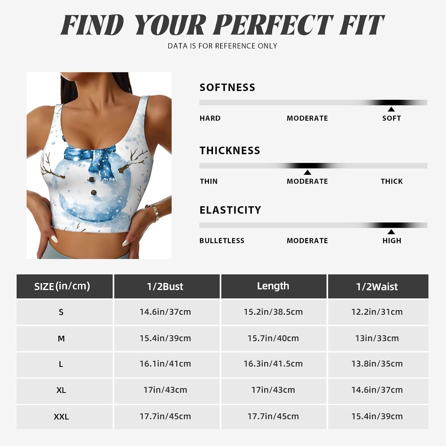 Snowman in winter Printed Women's Sports Vest, Removable Pads, Suitable for Yoga, Pilates, and Fitness Training -