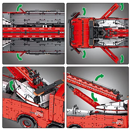 XZRUK Technik Truck RC Wrecker, 10966 Teile Groß MOC Technik Ferngesteuertes Kranwagen Modell mit Motoren Kit… – Bild 7