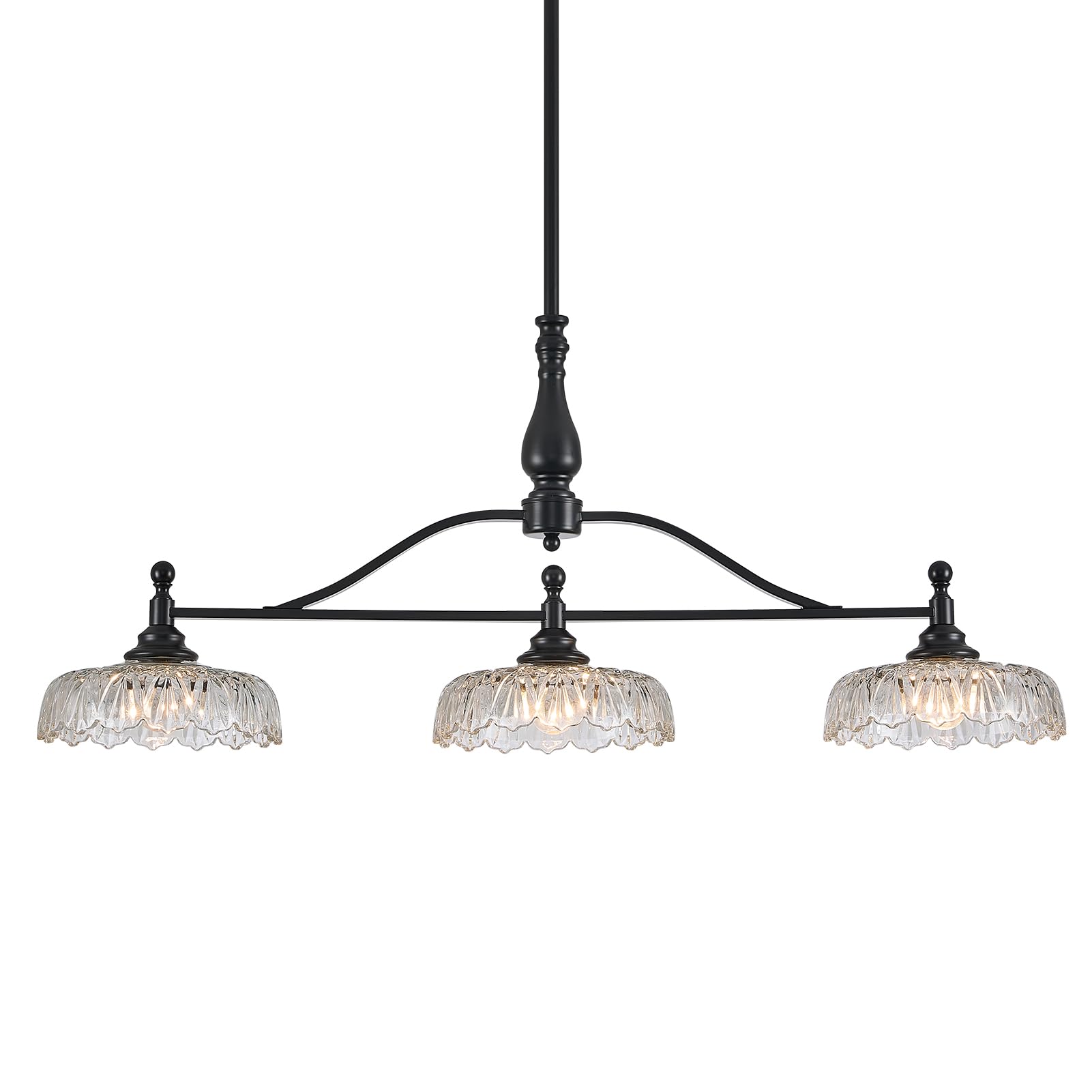 HDDFL Chandeliers Pendant Light Fixture Modern Pendant Lighting Fixtures 3 Lights Chandelier Matte Black Kitchen Glass Hanging Lamp for Island Dining Room Living Room
