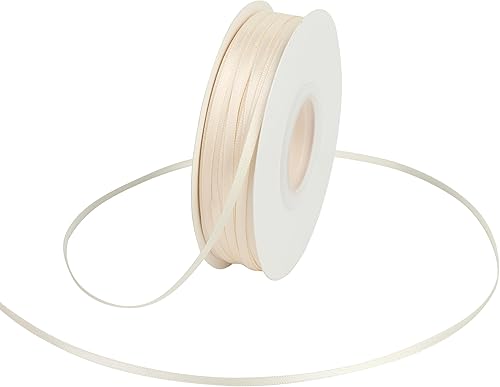 Cinta fina de marfil de 18 pulgadas, cinta estrecha color crema, cinta de satén delgada de doble cara para decoración de bodas, cinta fina para